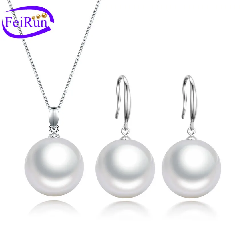 FEIRUN 16 мм горячая распродажа Оптовая цена набор ювелирных изделий из искусственного жемчуга, дешевый набор жемчуга, комплект ожерелий жемчуга для женщин