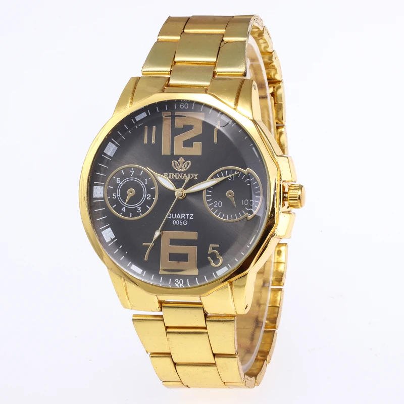 RINNADY Brand Alloy Quartz Wrist Luxury Men Women Couples Gold Watch MW-207
