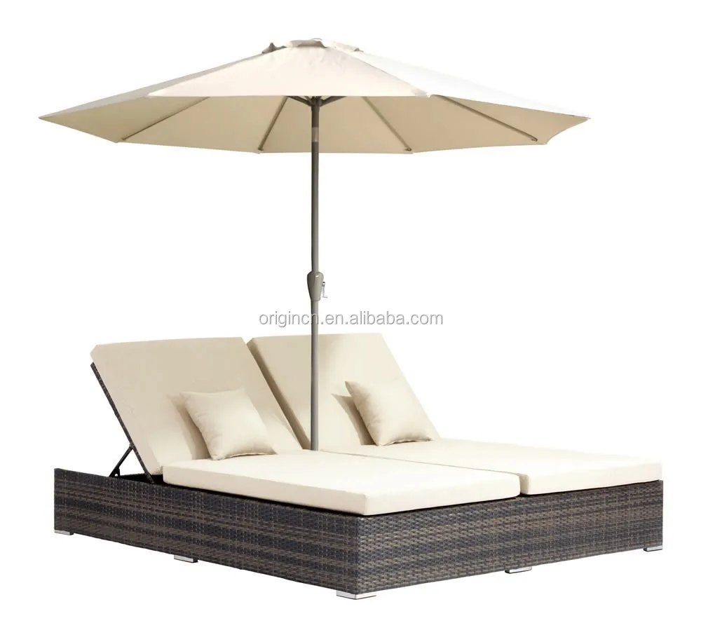 
2020 beach hotel comfortable double seat outdoor chair rattan chaise lounge 