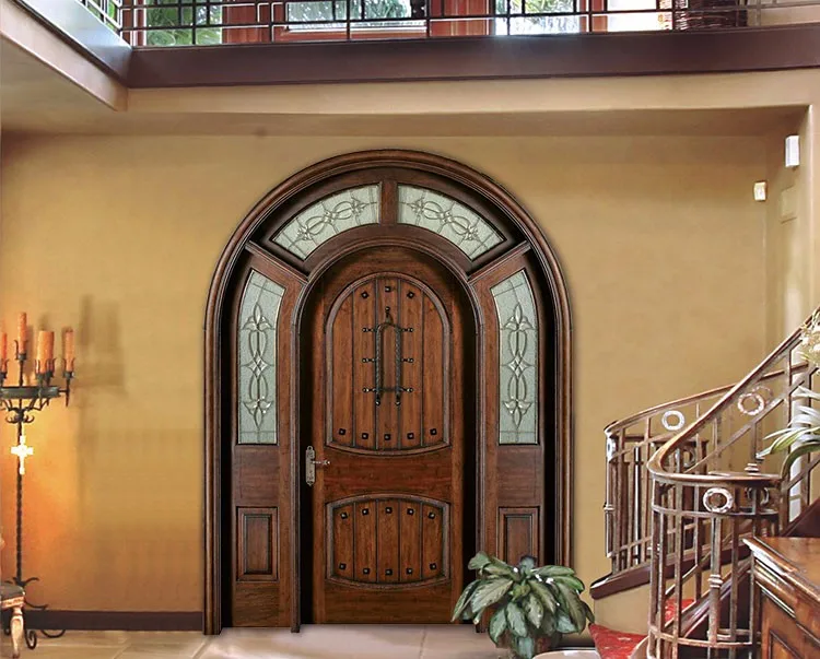 Traditional Indian Kerala arch wrought iron wooden main front door design