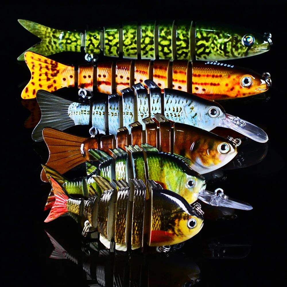 6PCS Pack Fishing Lure 7 Segment Lifelike Swimbait for Hard Body Swim 80-132.8mm Multi Jointed Fishing Lure Set