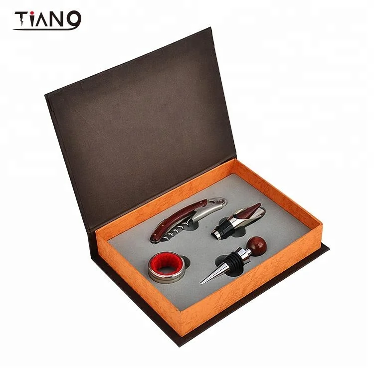 
Hot 4pcs stainless steel corkscrew wine set book shaped corkscrew set gifts 