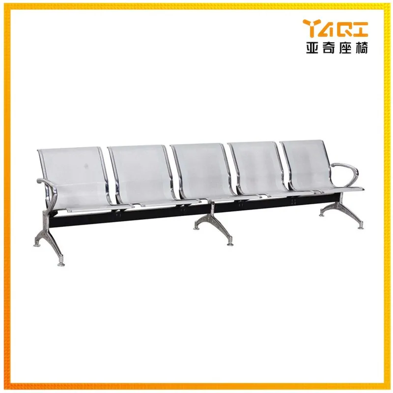 Yaqi Furniture public waiting bench hospital airport used black color no arm 5-seater metal gang chair YA-23