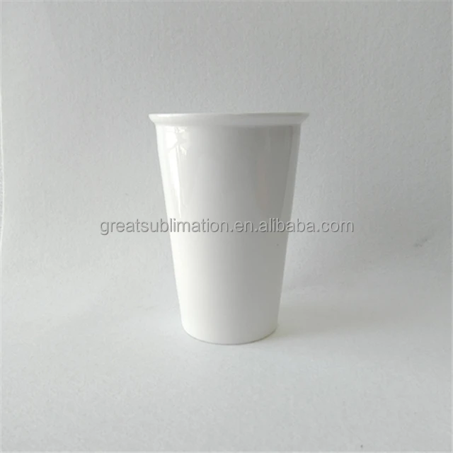 sublimation custom single wall ceramic travel mug with silicone lid,custom mug printing