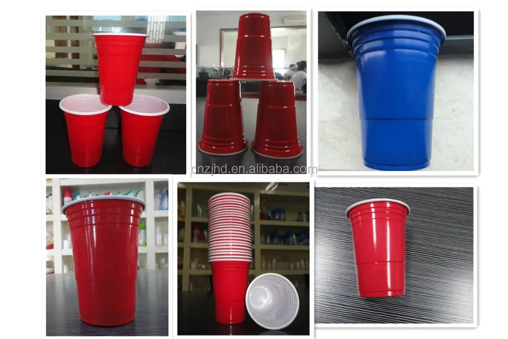 HD-480 PP Disposable Plastic 480ml Red/White Cups