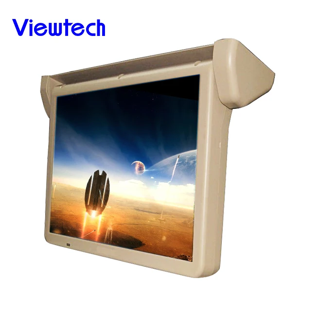 Super hot sale 17inch motorized bus flip down monitor DC12V 24V caravan van tv auto screen car lcd  foldable media player screen