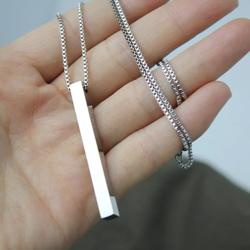 
Custom Engrave Message Inspirational Jewelry Women Vertical Bar Charm Love Necklace 
