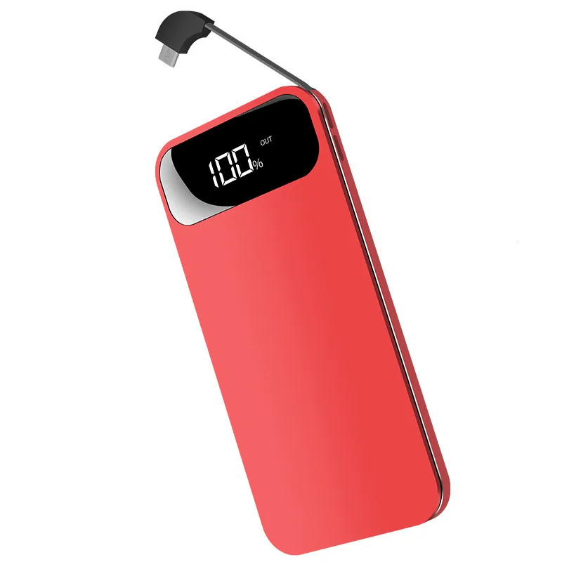 
New Design Mobile Phone Chargers 10000mah Mobile Power Bank with built in charging cable for android and iphone 