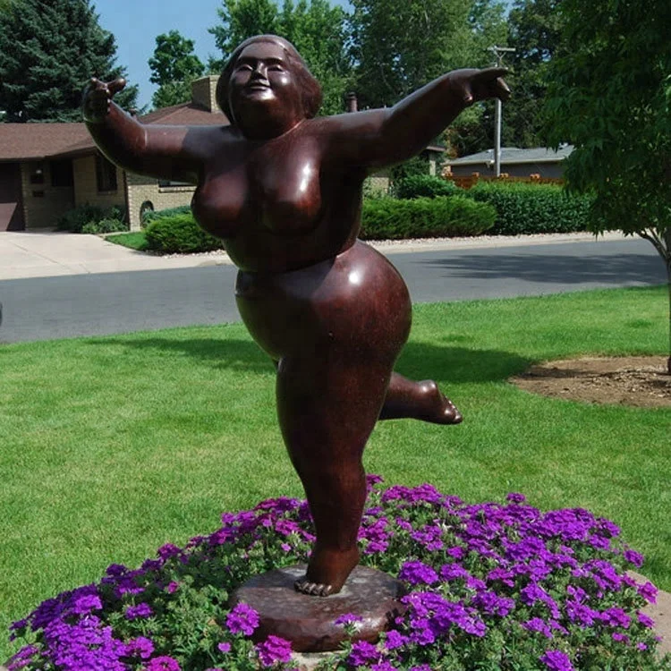 
 life size outdoor decoration nude bronze fat flying lady statue  