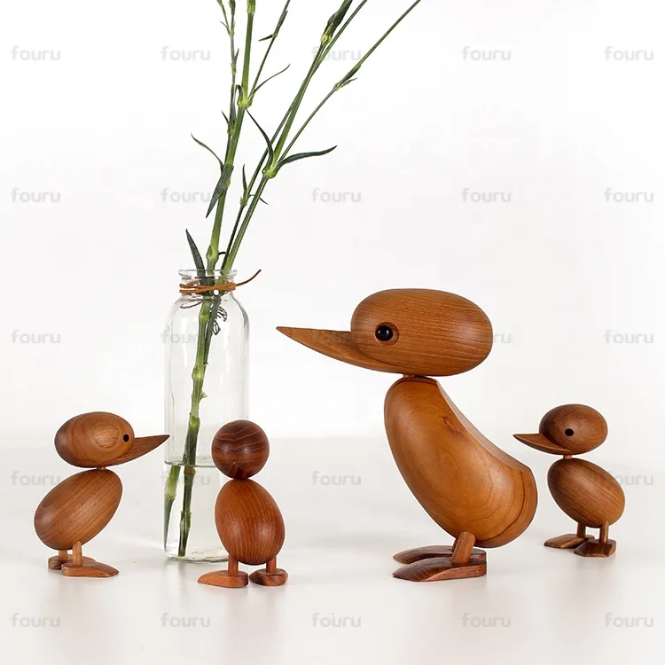 
nordic wood animal carved wood duck carving decoration wooden ornament craft small gifts 