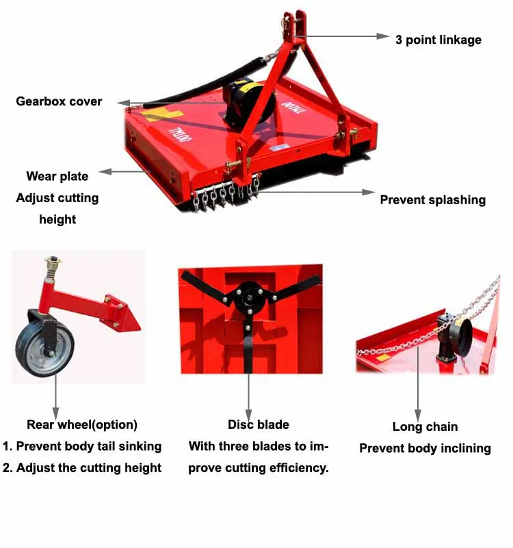 Agro machinery China compact tractor rotary brush mowers for sale