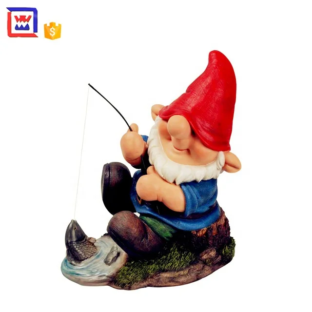 Fishing Gnome Life Size Garden Statues For Sales
