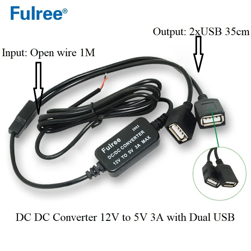 Car Charger with 2 USB Ports DC DC Converter 12V to 5V 3A USB Phone Charger Power Adapter