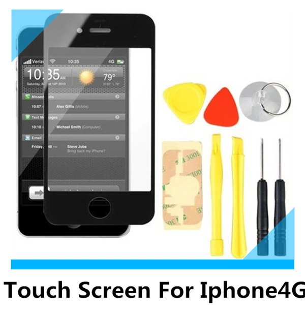 Черный белый сенсорный дигитайзер Стекло экрана объектив для iPhone 4G с кабельным CPU