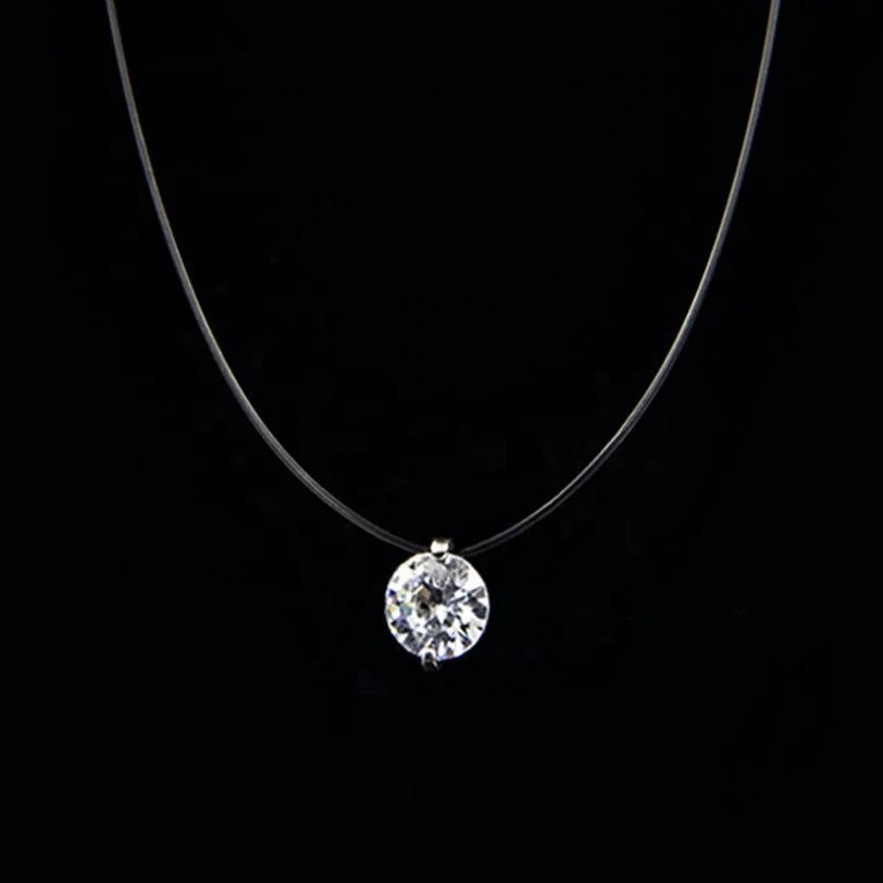 
China Factory Simple Zircon cz Stone Pendant Jewelry Black Cord Crystal Necklace 