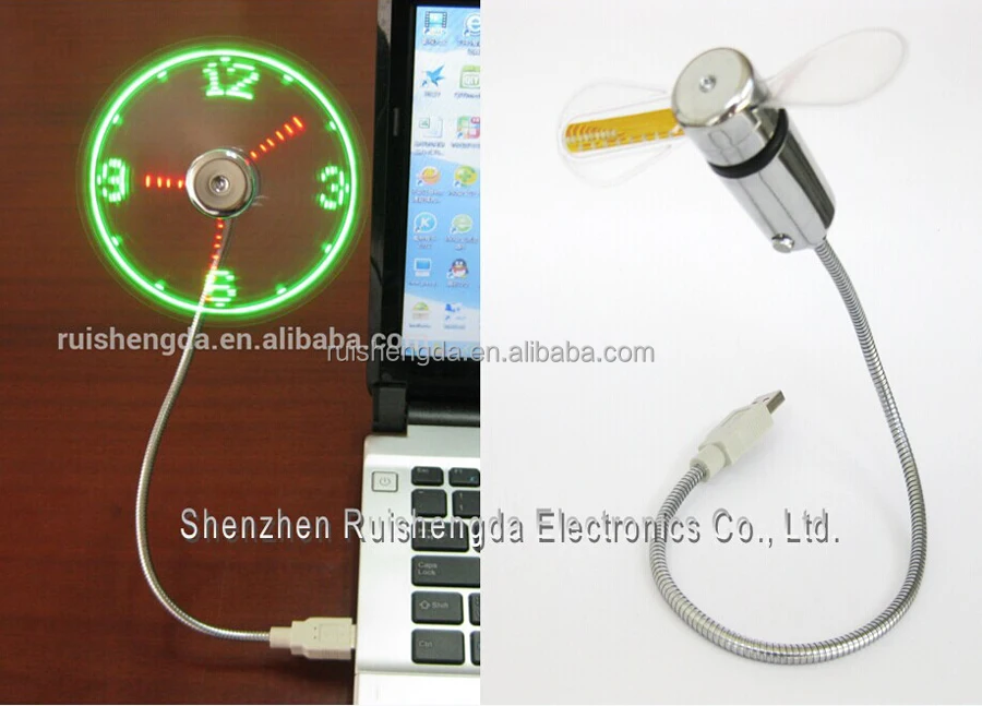 
USB Clock Fan with Real Time Display Portable Flexible LED Clock Fan For Computer Laptop Wholesale 