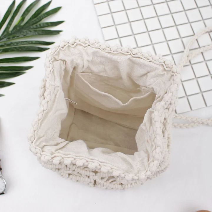 Fabric bags Shoulder Straw Summer of Women Fabric Crossbody Bags Canvas Jute Beach Travel Bag