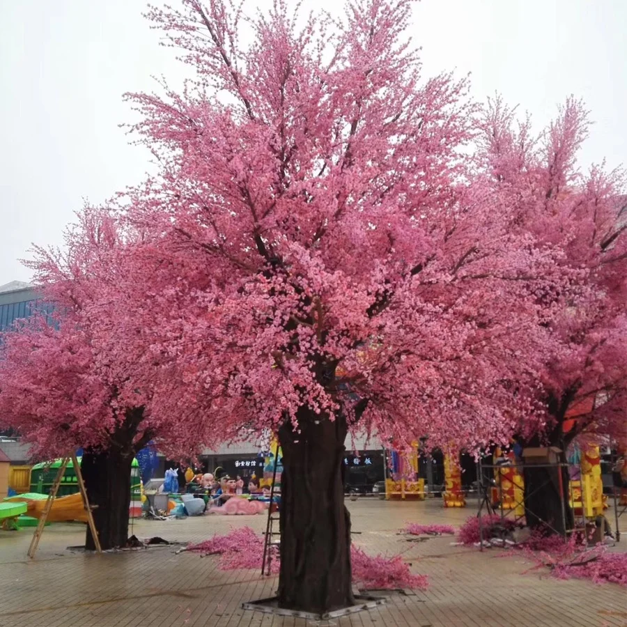 Garden decorative artificial big blossom flowering tree for mall hall decoration