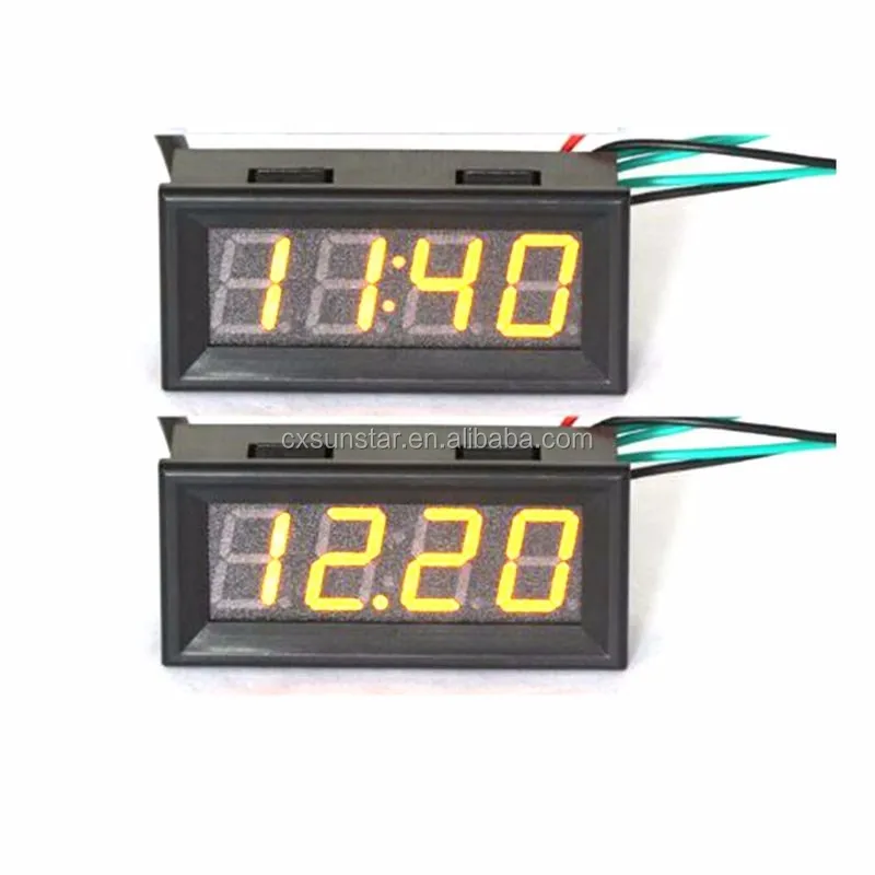 Mult-function 3 In Temperature Voltmeter Voltage Meter DC 12V 24V 0.56 Car Digital LED Display Gauge With Yellow