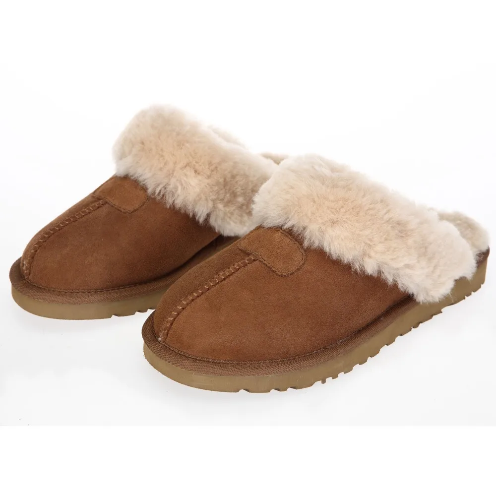 CF-195 Women Warm Winter Women Slippers Indoor Shoes Factory Cow Leather Winter and Lining Sheepskin EVA Plush TPR CN;JIA VAA