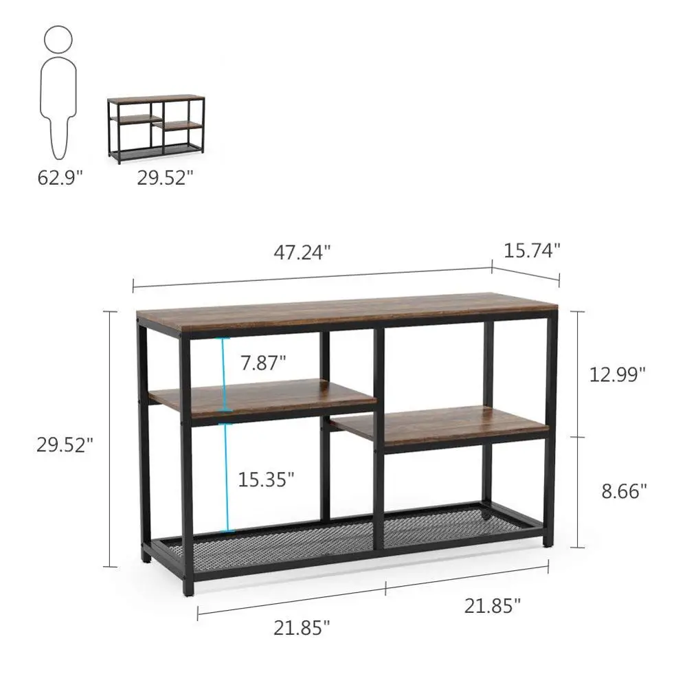 TV Stand Media Stand with Net Storage Shelf 4 Shelf Entertainment Center Media Console Table for Living Room