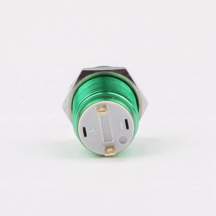 High head Aluminium alloy oxidation Momentary 2 Pin Terminals 1NO 12mm push button switch