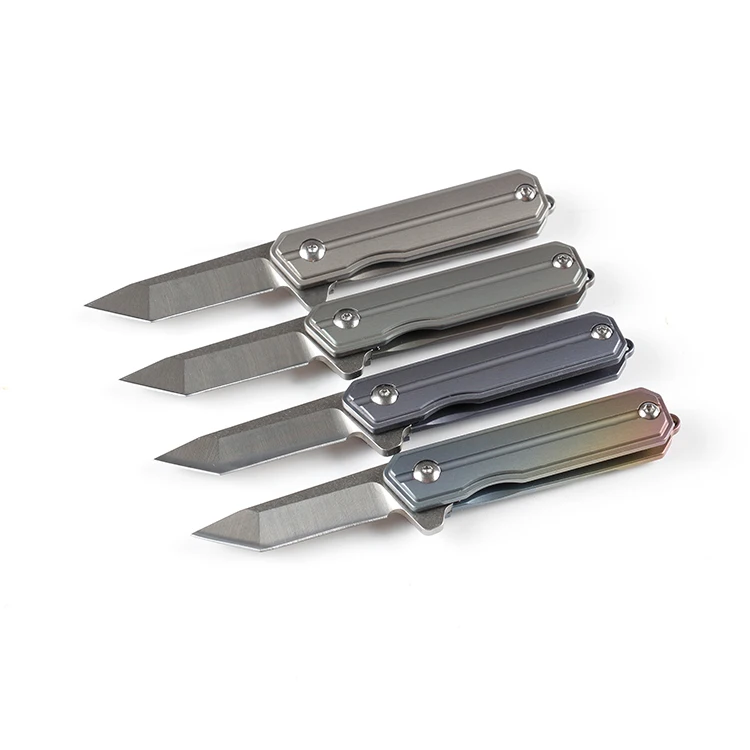 
New arrival high quality titanium handle mini folding pocket knife EDC knife with tanto blade 