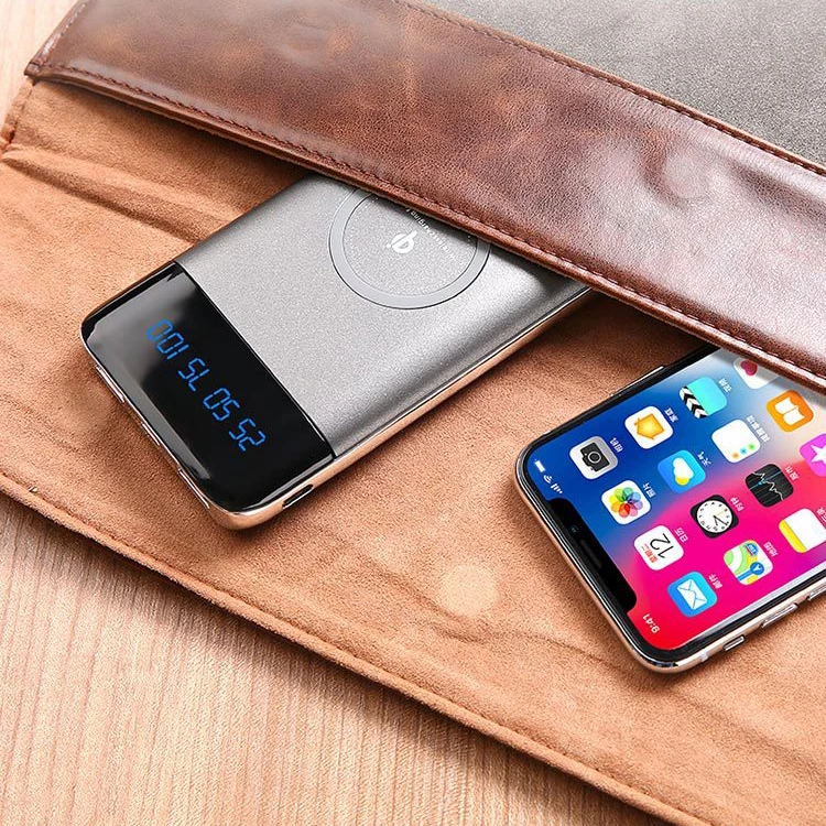 
High-Speed Wireless Power Bank with LED Digital Display, 10000mAh Power Bank For iPhone X, Qi Wireless Power Bank Charger 