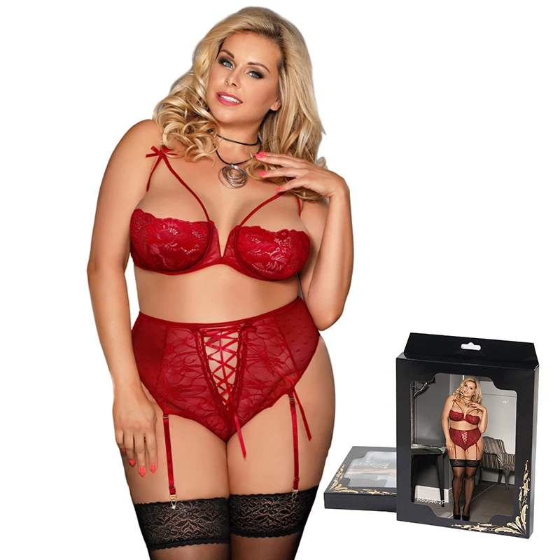 Таможенной службы, плюс размер, сексуальные кружевная подвязки, женское нижнее белье, красные комплекты нижнего белья