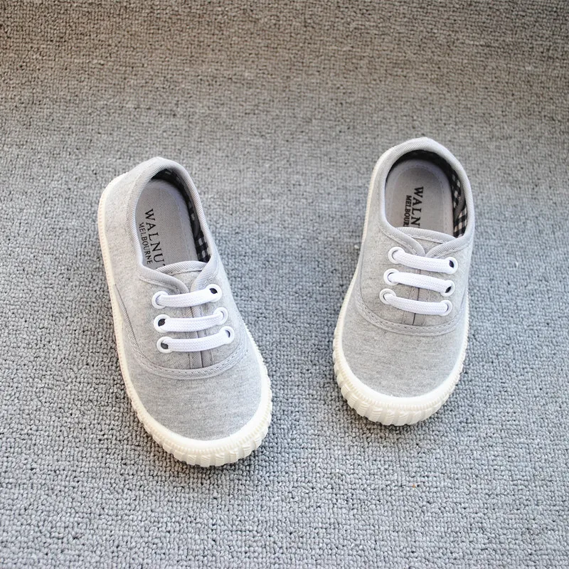 
Summer Hot Sale Blank Canvas kids casual sneakers black white grey basic color kids walking shoes 