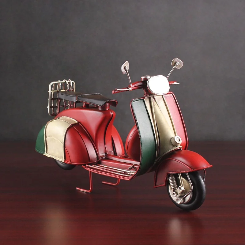 High Quality Iron Crafts Retro Motorcycle Model Handmade Metal Decor Vintage Scooter Model For Pub Home Office Table Decor