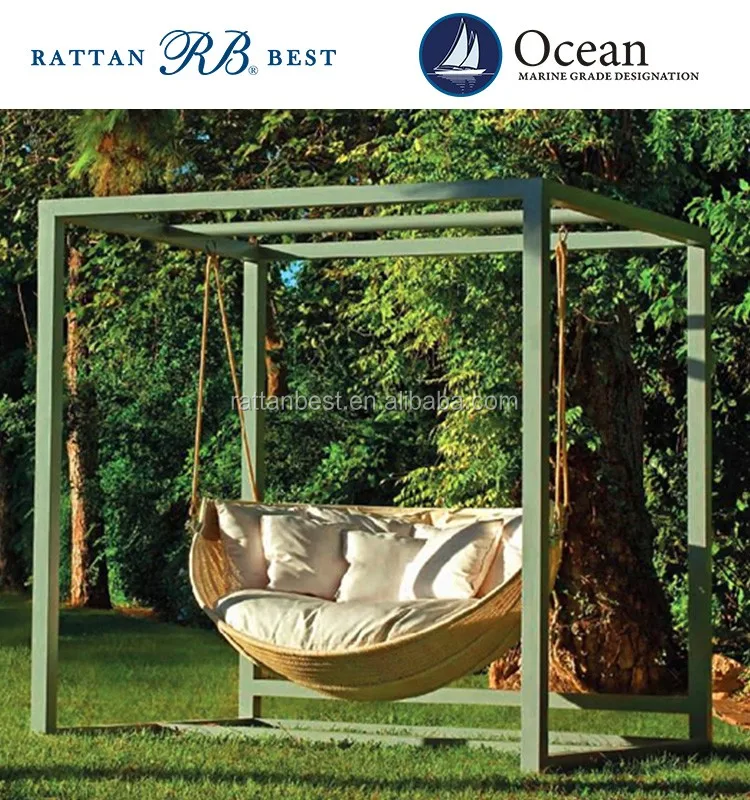 outdoor rattan covered swing hammock patio swing for garden