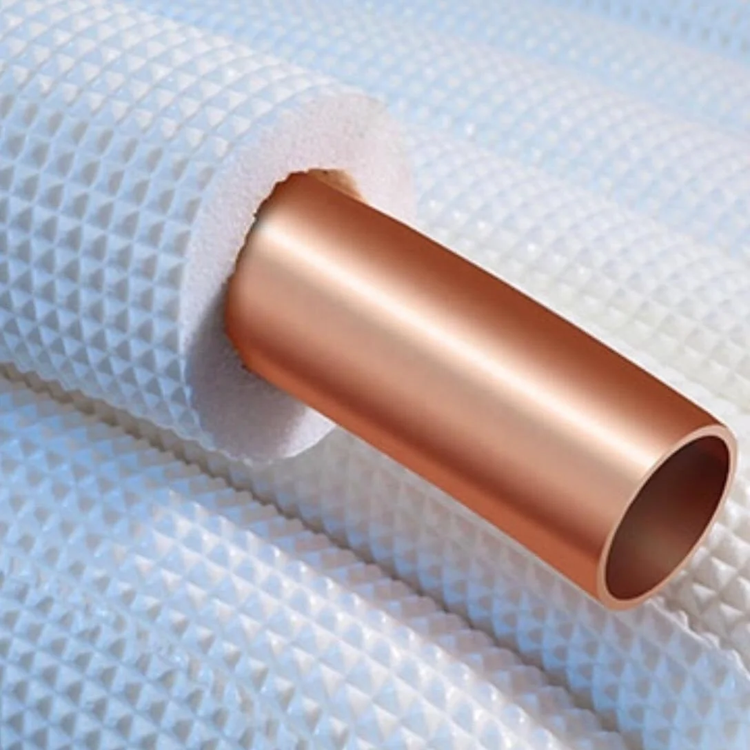 isolated white copper crown copper refrigerant tube