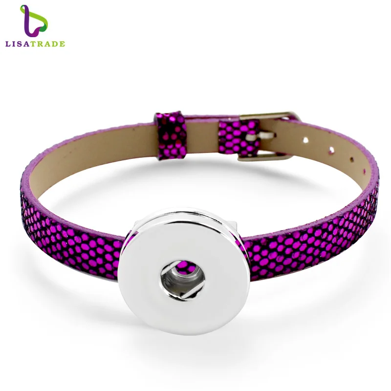 Wholesale 8mm Glint PU Leather snap button Bracelet DIY Personalized Wristband Fit Slide Letter Charm ,Accept Custom Bracelet