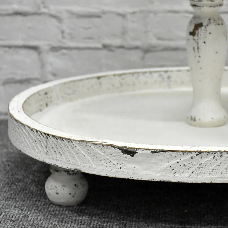 Luckywind Shabby Chic White Food Serving 3 Tier Round Plate Stand