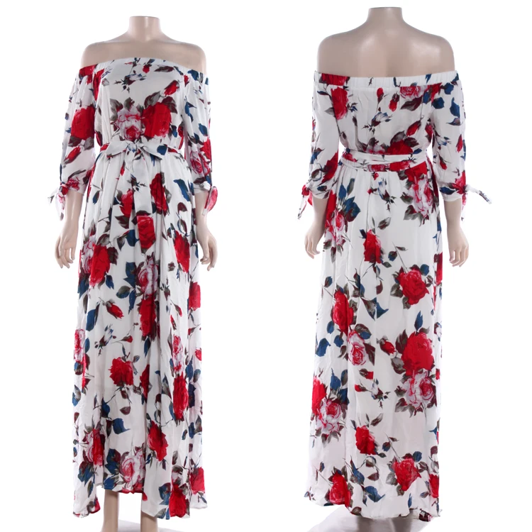 aliexpress women floral maxi chiffon dress made in China