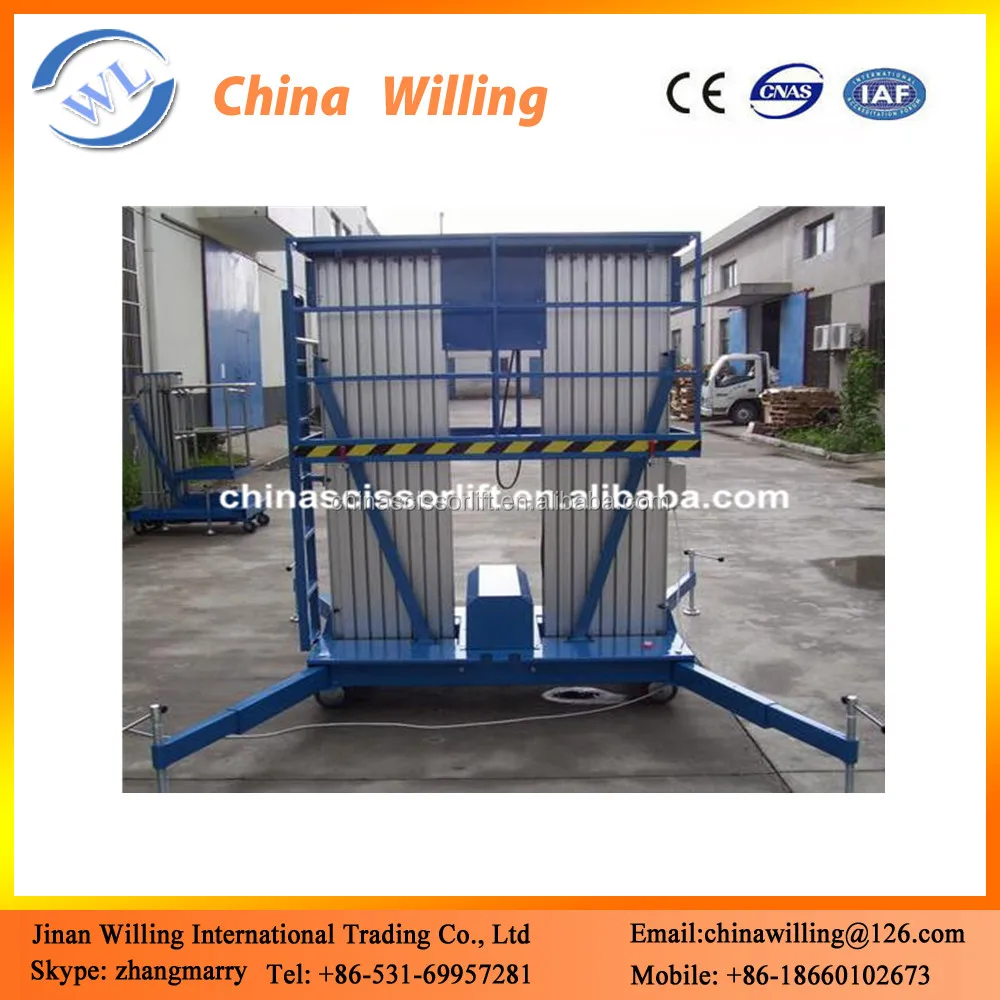 Двойной мачты 16 м сверхмощный алюминиевый сплав подъема подъема рабочей платформы на продажу