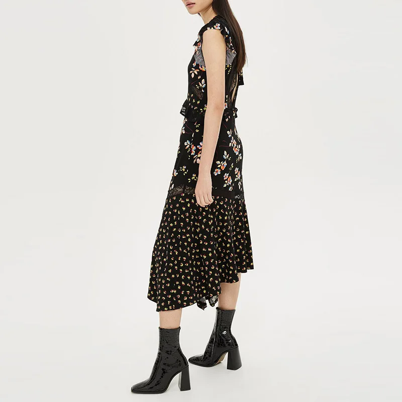 Long Maxi Elegant Lady Summer Printing Pattern Clothing High Fashion Custom Women Chiffon Floral Dress