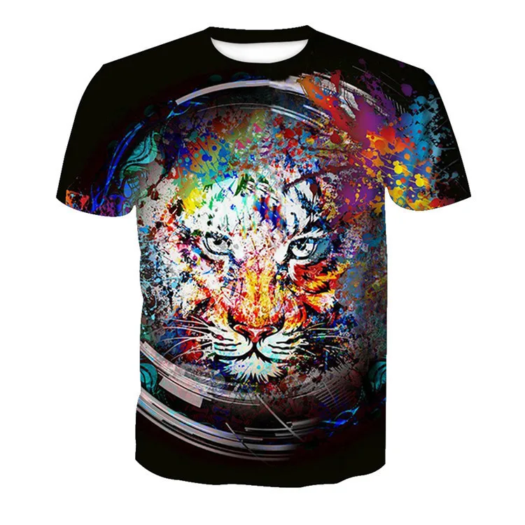 Diy Custom Cool Psychedelic Rock Crew Neck T Shirt All Over Sublimation 3d Animal Printed T-Shirt 3d Printing Men T Shirt