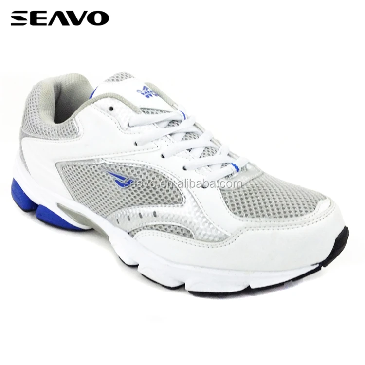SEAVO men white pu and mesh upper tennis sports shoe