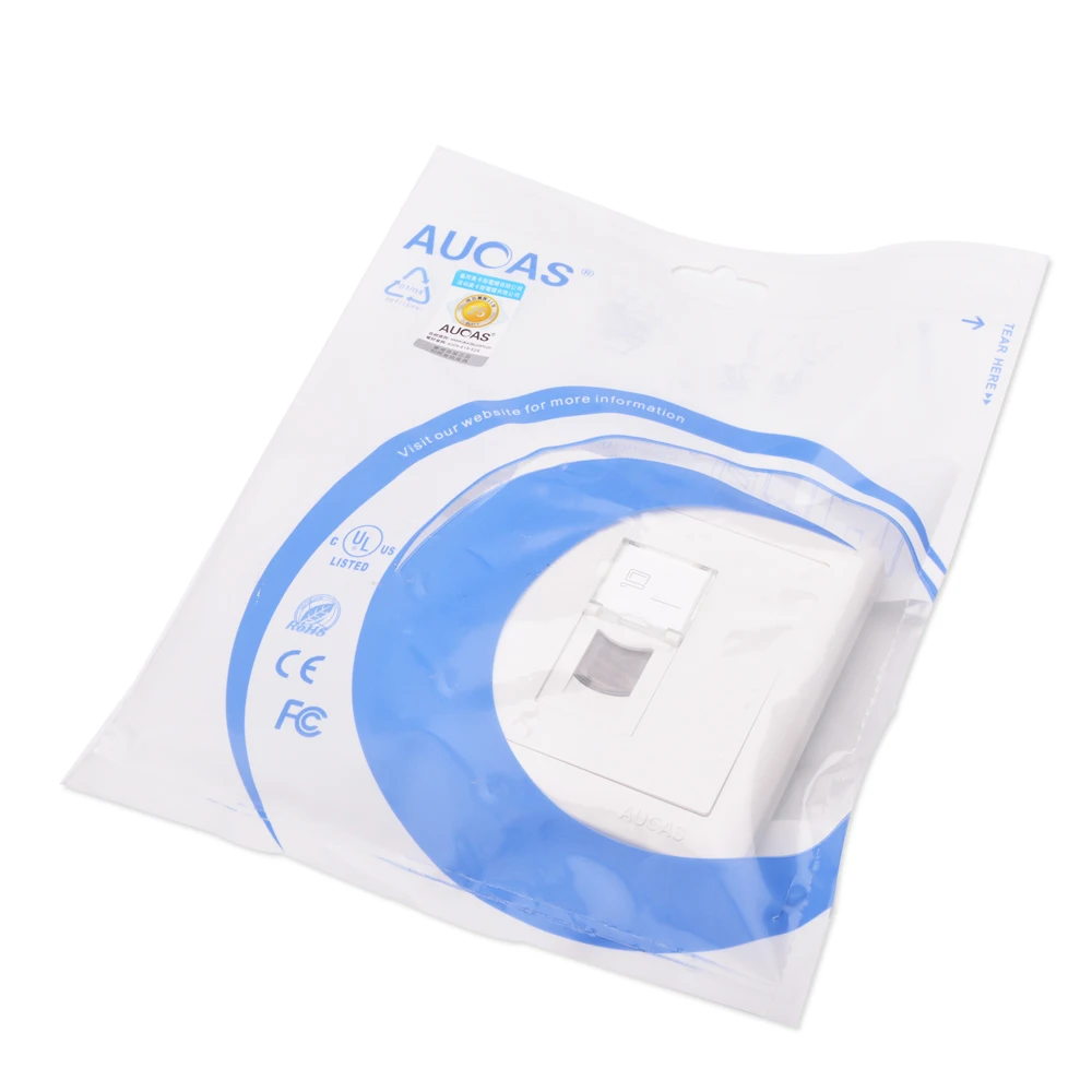 Aucas High Quality ABS Cheap Wall Outlet Rj45 single port network Faceplate