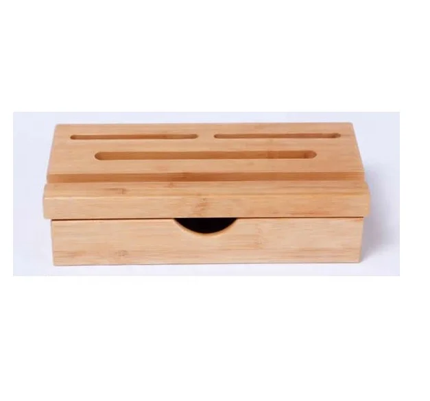 Office supplier bamboo phone holder with a drawer