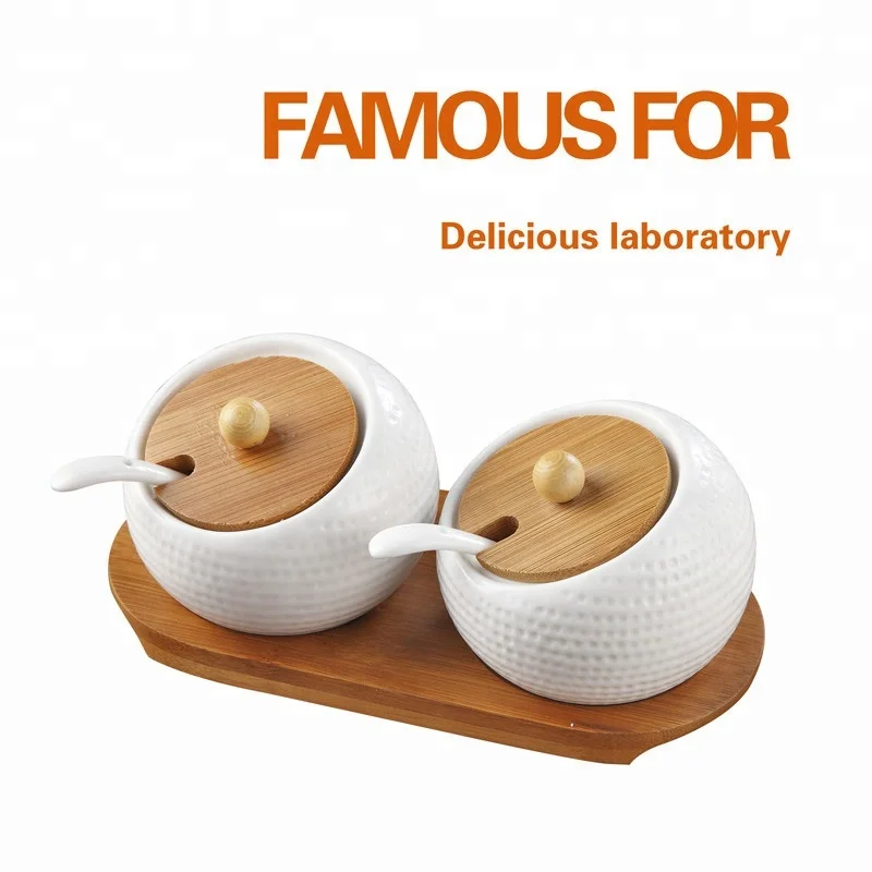 Customized unique white ceramic spice rack set