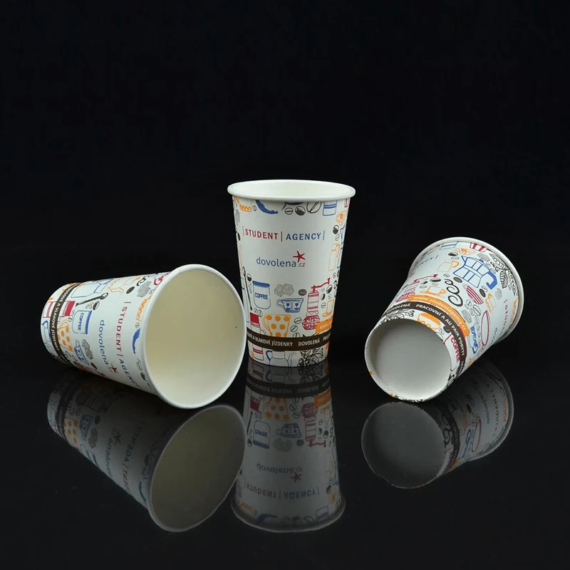 Double wall 12 oz hot disposable paper coffee cup with lid