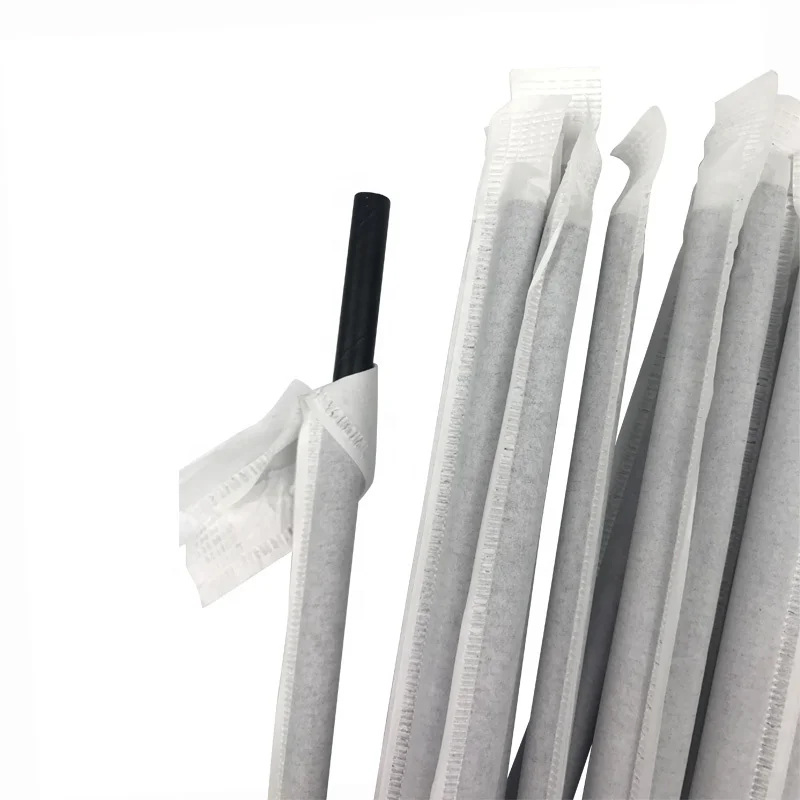 Free Samples Custom Black Paper Straws Individually Wrapped