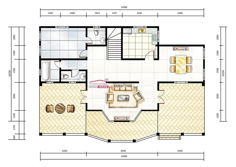 
Low Price 3-bedroom 2-floor design Wooden Villa Prefab Home 303.1 m2 Log House KPL-043 