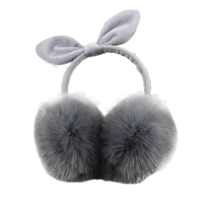 
Winter Autumn Ear Protection Bow Warm Faux Fox Fur Ear Muffs Earflap 