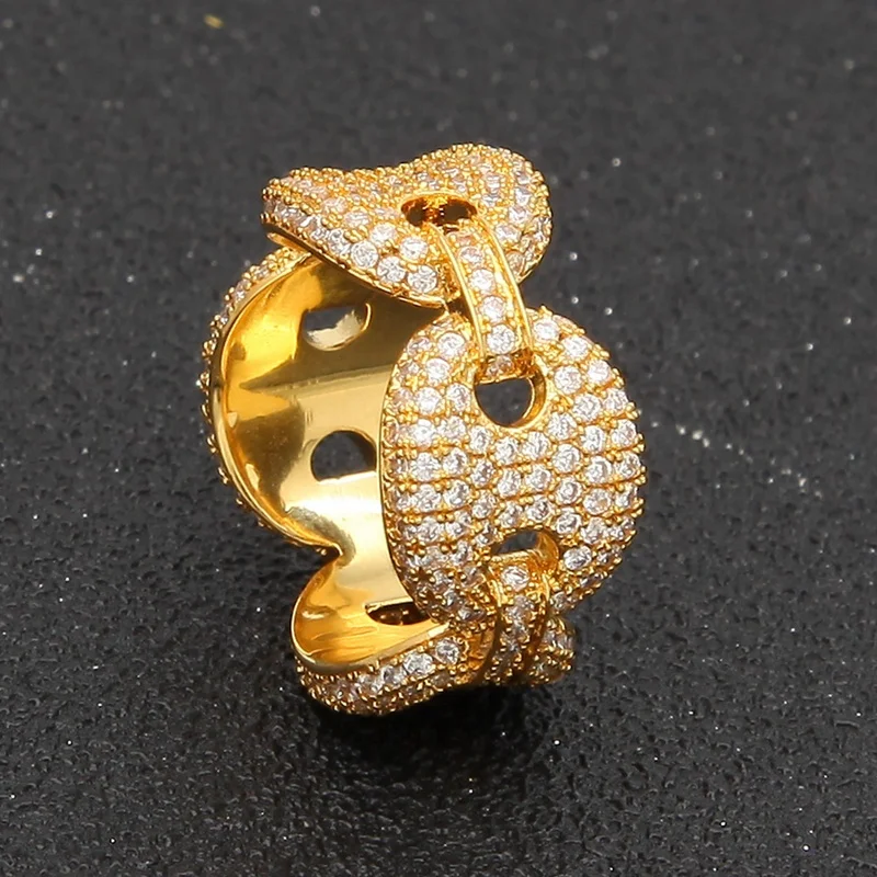 Misterjewelry newest gold gay men rainbow cz ring
