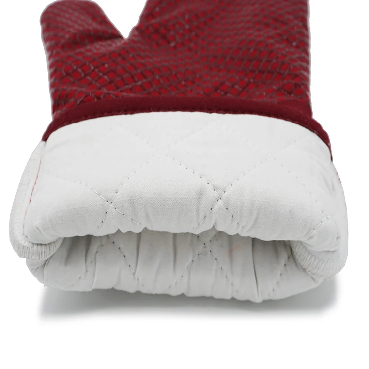 Hot Pot Gloves Heat Resistant Printed Silicone Custom Red Mitts Silicone Oven Glove All-season Not Support 14 X 7 Inches Camping