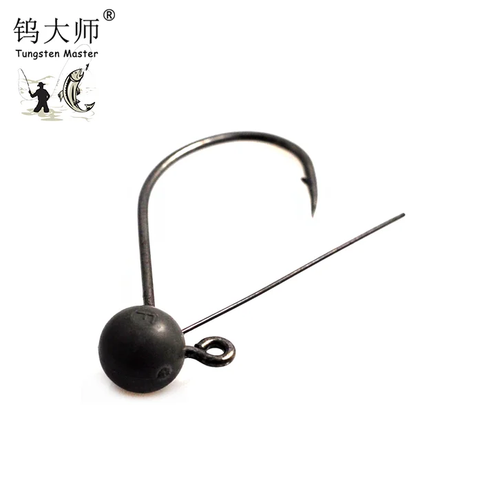 Professional bass fishing wolfram ball jig head, tungsten weight football metal fishing jigheads